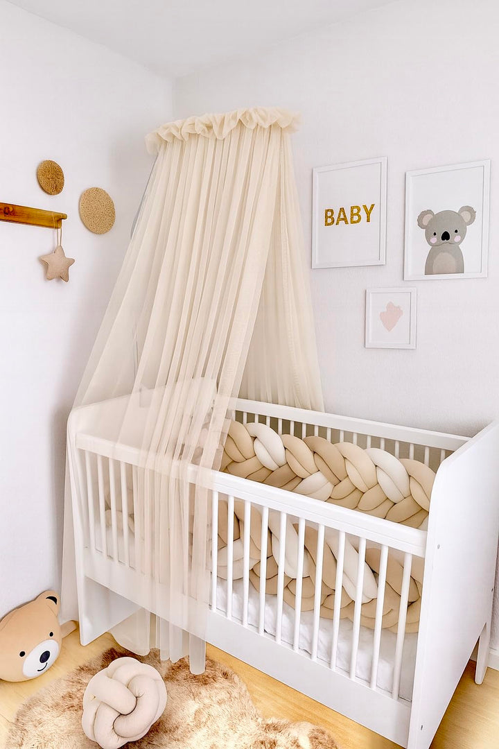 Baby Fancyroom Betthimmel für Babybett Gitterbett Kinderbett 300x180 cm – feiner Tüll, handgefertigt
