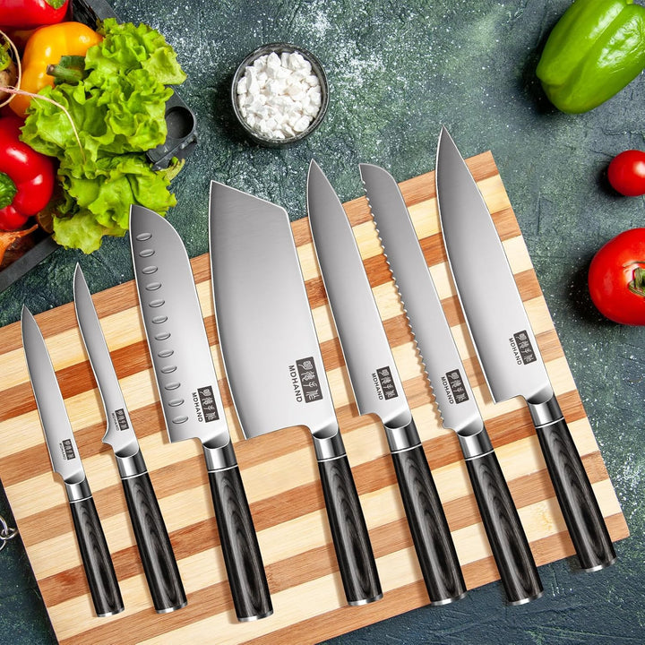 MDHAND 7-teilig Küchenmesser Set, Messerset aus hochwertigem Edelstahl, Profi Kochmesser mit Scharfe