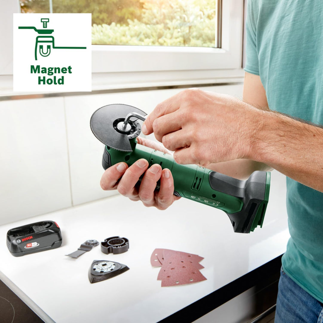 Bosch Akku-Multifunktionswerkzeug UniversalMulti 18V-32 (zum Sägen, Schneiden, Schleifen; 1x Segment