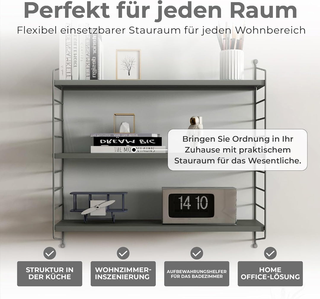 [en.casa] Modulares Wandregal Strängnäs 3er Set Metallregal Anthrazitgrau Hängeregal mit 3 Regalböde