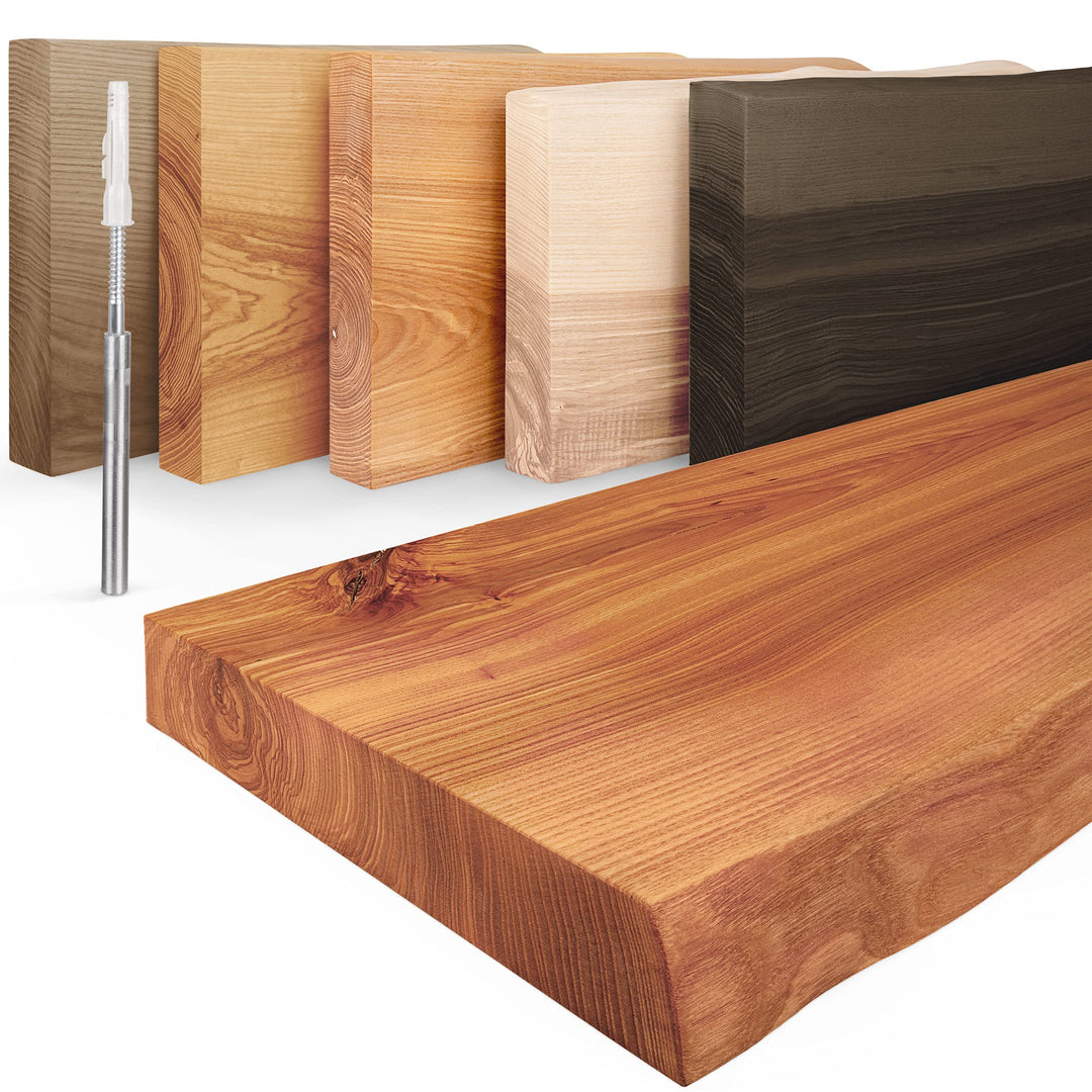 LAMO Manufaktur Schweberegal Holz mit unsichtbarer Befestigung | Wand Regal 50cm breit für Badezimme