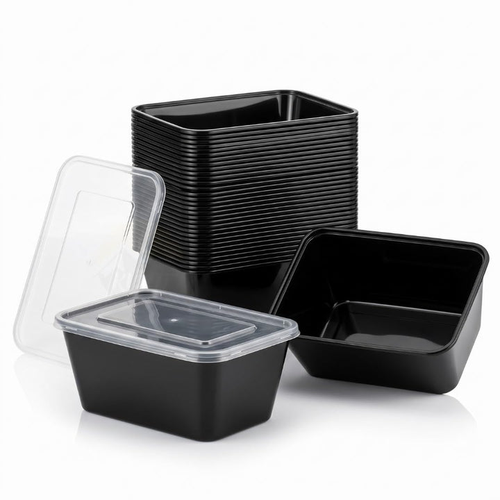 KURTT 100 Stück, Mealprep-Behälter, Mahlzeitsbehälter, Mikrowellenschalen mit Deckeln, Frischhaltebe