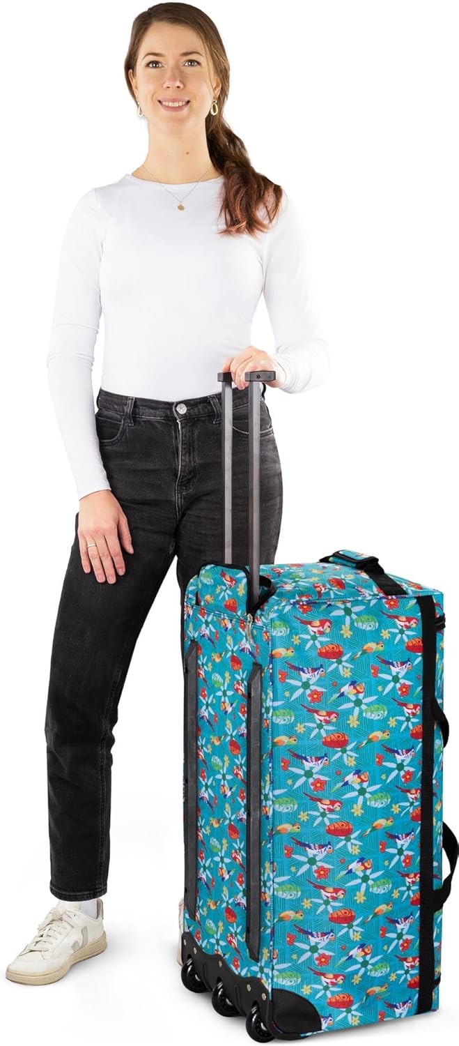 normani Jumbo Reisetasche XXL Trolly mit Rollen aus robustem Material Farbe Papagei / 80 Liter Papag