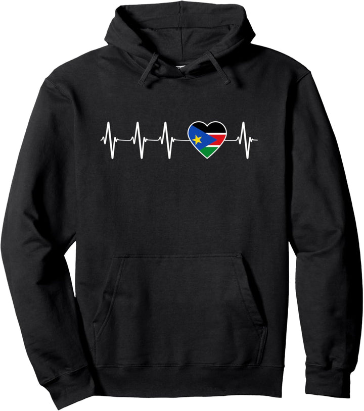 Sudanese Heartbeat I Love Südsudan Flagge Land Geschenk Pullover Hoodie