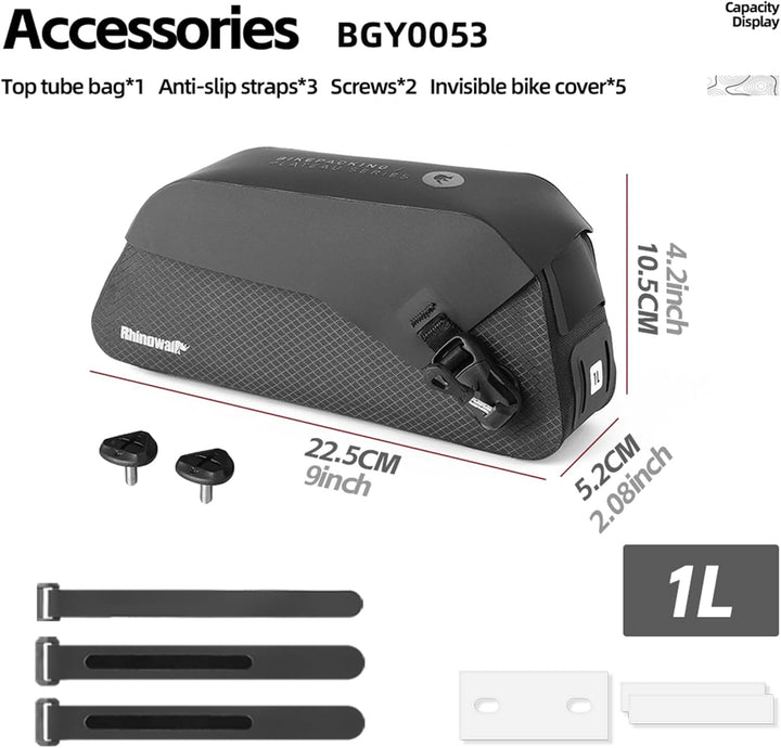 Rhinowalk Fahrrad Oberrohrtasche – wasserdichte Rahmentasche mit Magnetverschluss für Rennrad Mounta