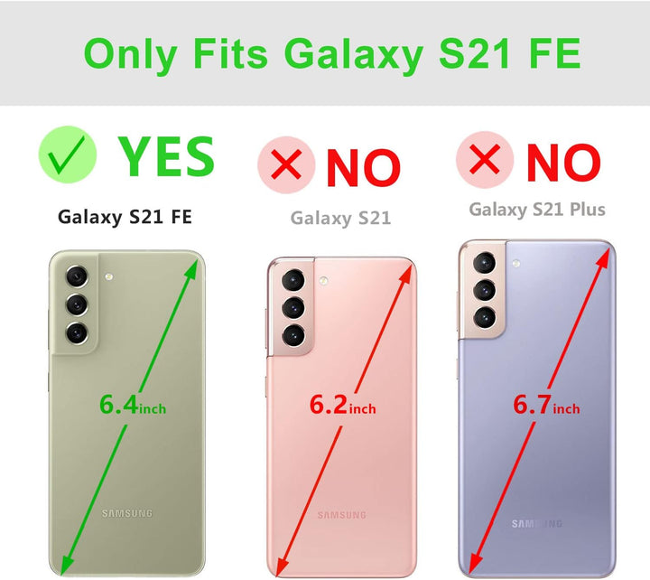 LENSUN Echtleder Hülle für Samsung Galaxy S21 FE, Handyhülle [Premium Echtes Leder] [Kartenfach] [RF