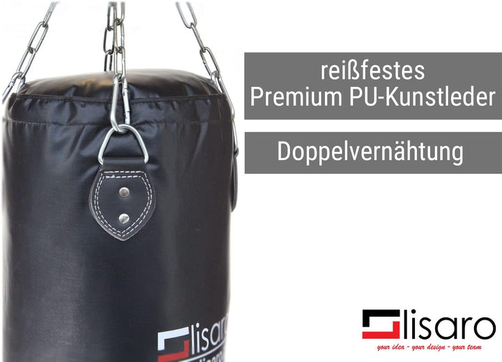 Lisaro Profi Boxsack/Sandsack 100/120/150 cm | geeig. für Jede Sportart | ungefüllt | inkl. Vierpunk