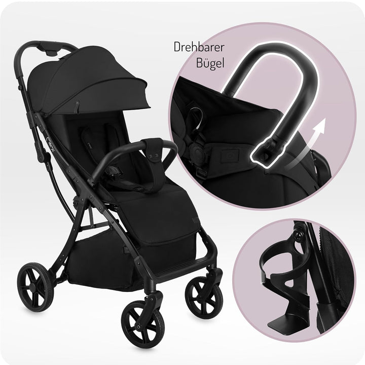 MoMi Kinderbuggy PAOLA mit automatischem Faltsystem, bis 22 kg Körpergewicht, 5-Punkt-Sicherheitsgur