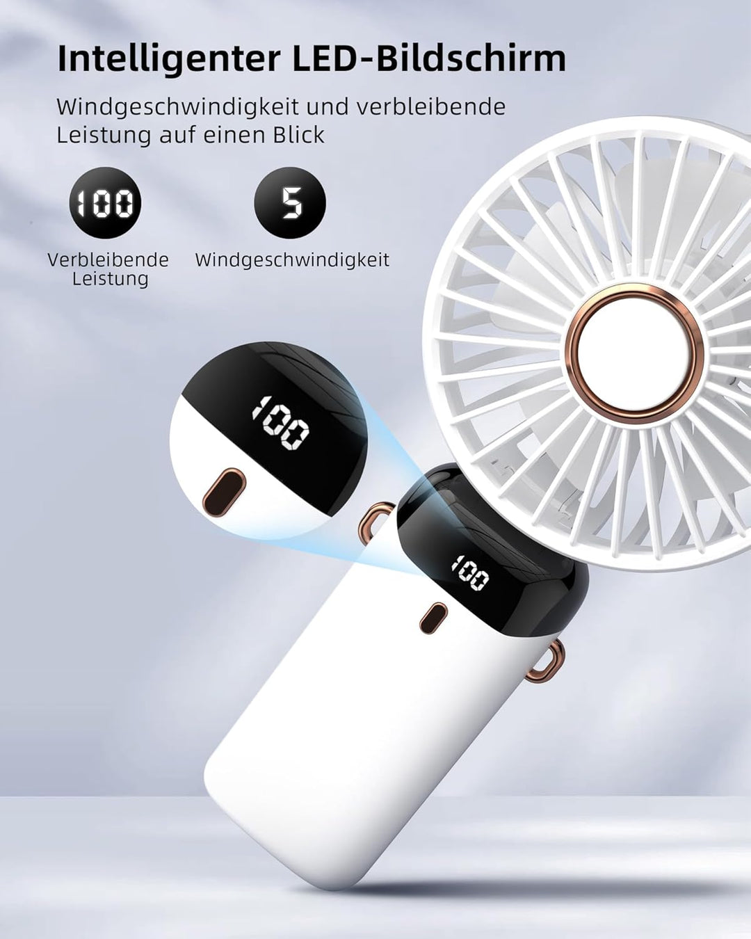 Koonie Handventilator, Tragbarer Mini Ventilator, USB Taschenventilator, 8 Stunden Batteriebetrieben