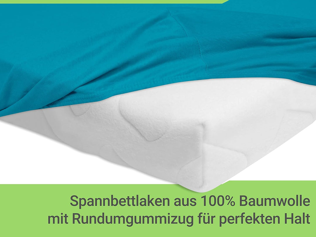 Emily´s Check 2er-Pack Spannbettlaken für Kinder- und Babybettmatratzen 1493.2123, 70 x 140 cm, türk