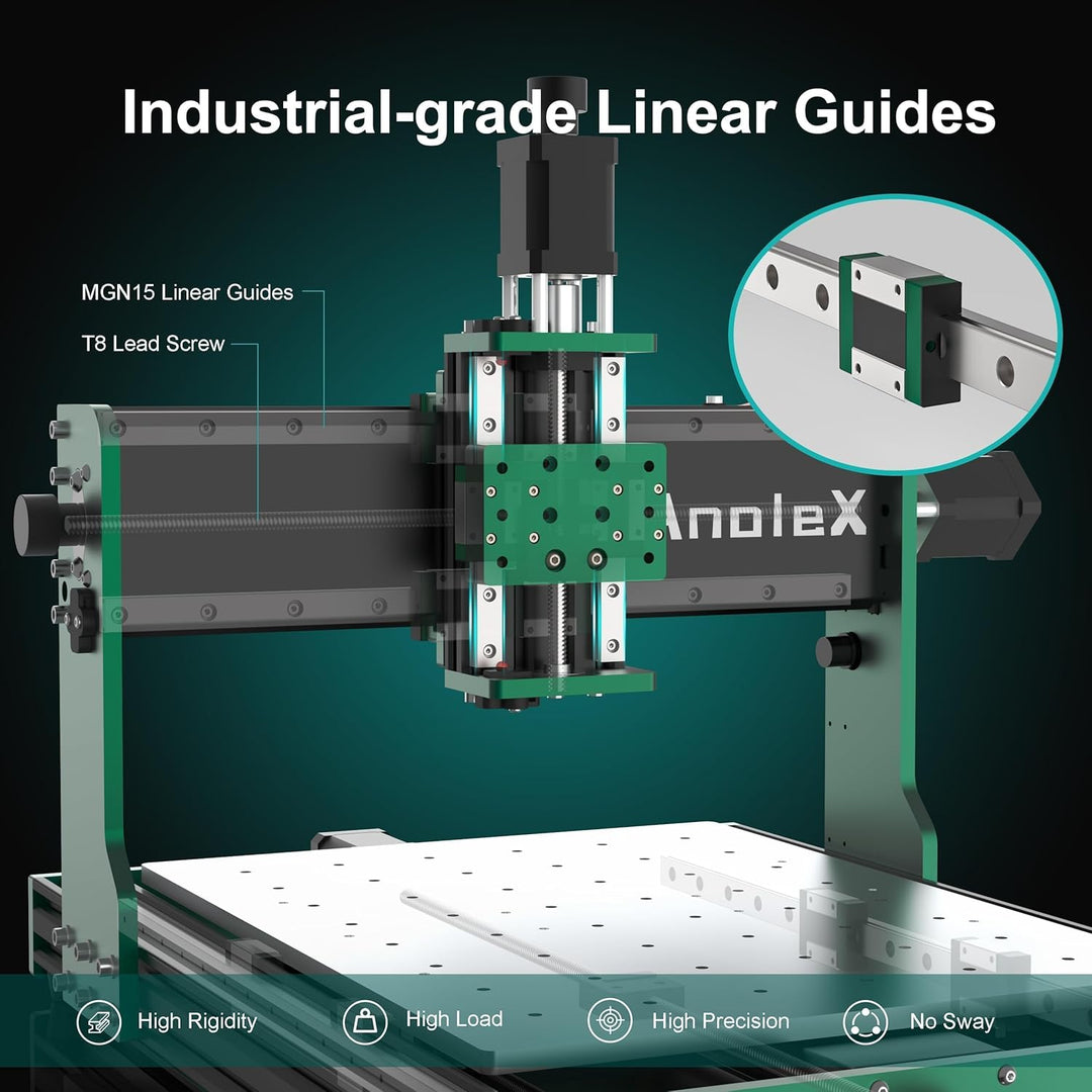 CNC-Fräsmaschine 3030-Evo Max, Ganzmetall-XYZ-Achse, Dual-Stahl-Linearführungen mit 800-W-Trimmer-Fr