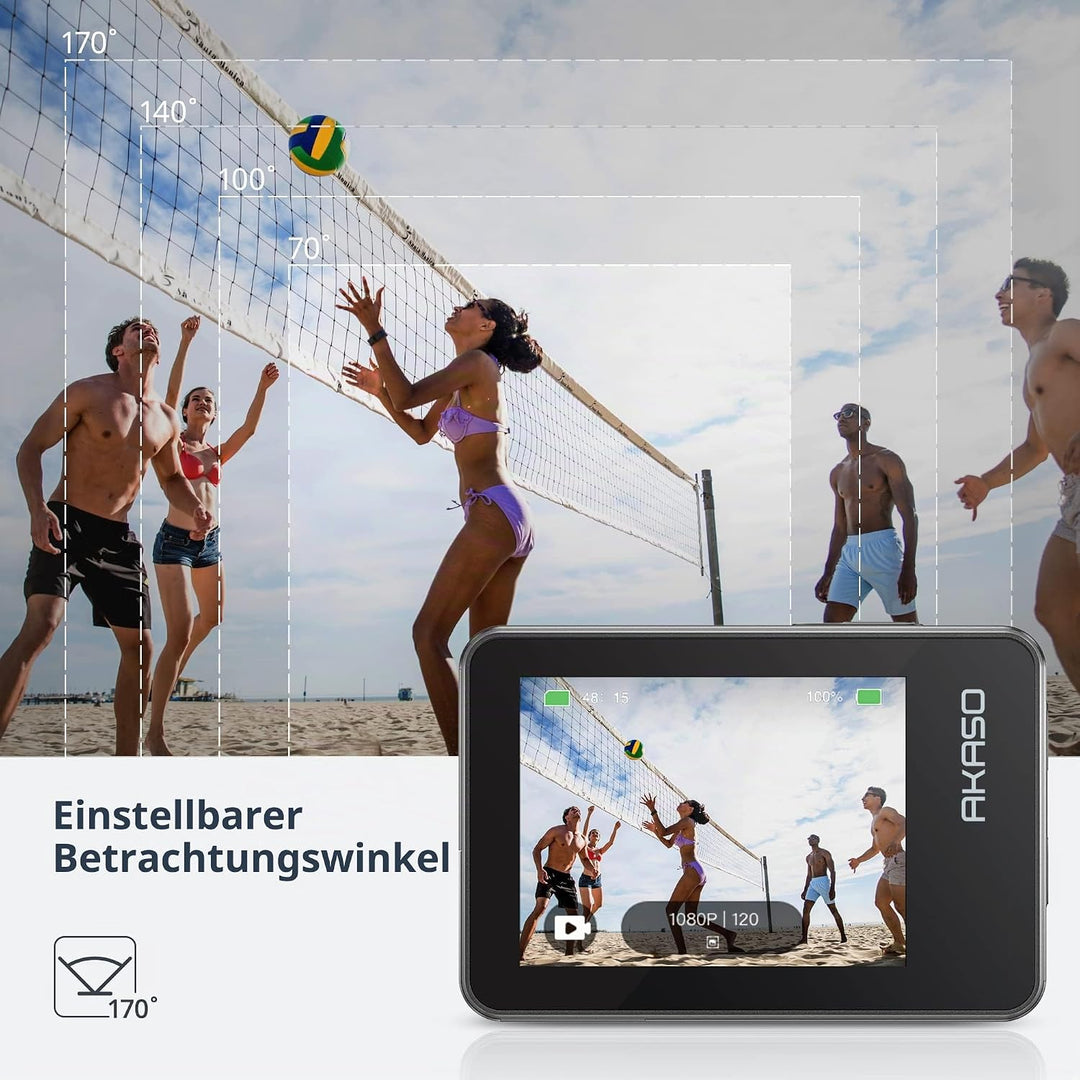 AKASO Brave 7 Action Cam 4K30FPS mit 256GB U3 microSDXC Speicherkarte 20MP WiFi Unterwasserkamera IP