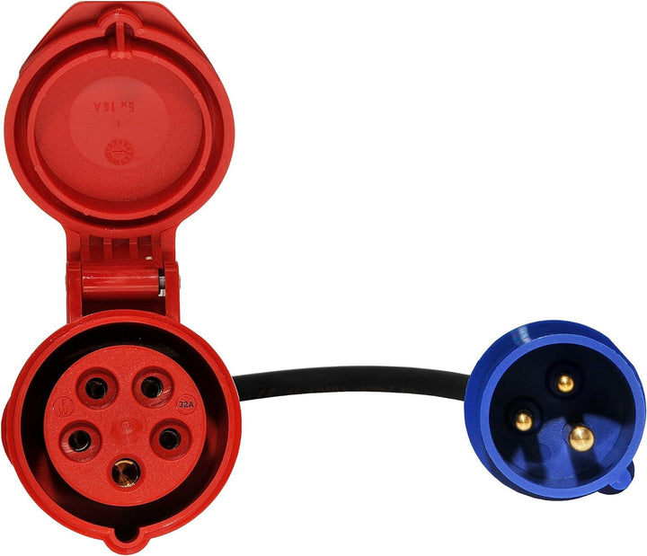 EV EXPERT WALTHER Hochwertiger Adapter von Schukostecker 16 A auf CEE-Steckdose 16-32 A 5-polig 0,5