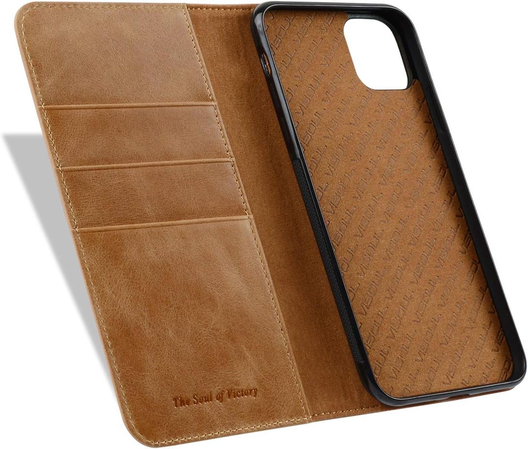 VISOUL iPhone 11 Hülle, Stossfeste Handyhülle [Erstklassiges Rindsleder] [RFID Blocker], TPU Schutzh