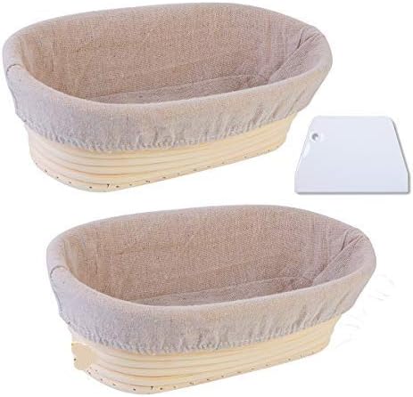 Litthing 2 Pcs Gärkorb ovales Gärkörbchen für Brot 25 x 15 x 8 cm Banneton Korb,Gärkorb aus Peddigro