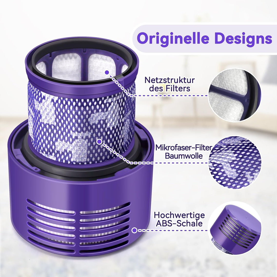 4 Stück V10 Filter für Dyson, Waschbarer Vakuumfilter-Ersatz für Dyson V10 SV12 Cyclone Animal Absol