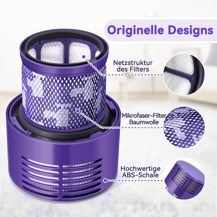 4 Stück V10 Filter für Dyson, Waschbarer Vakuumfilter-Ersatz für Dyson V10 SV12 Cyclone Animal Absol
