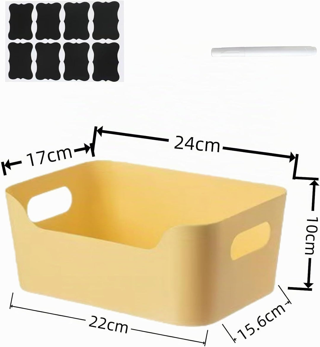 4 Stück Gelb Aufbewahrungsboxen mit Griff 24×17×10 cm,Niedrigeren Vorderseite Aufbewahrungskorb,Aufb