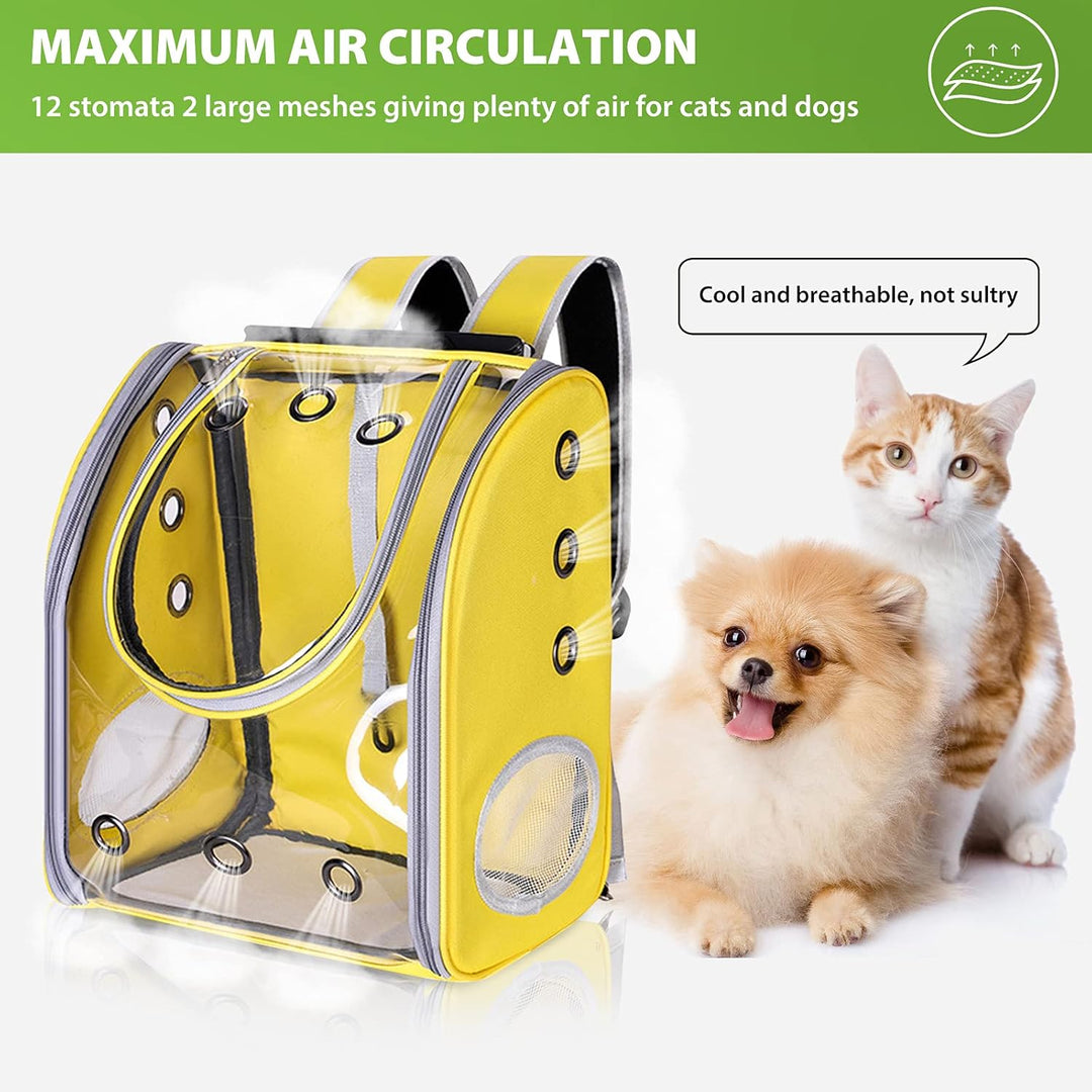 PETCUTE Hunderucksack,Atmungsaktive Transparente Katzenrucksack,Transporttasche Haustier Rucksack mi