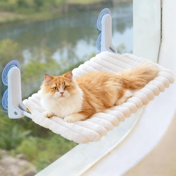 Katzen Fensterliege, Katzen Hängematte Weich mit Abnehmbarem Wendebezug, Fensterliege für Katzn, Wei