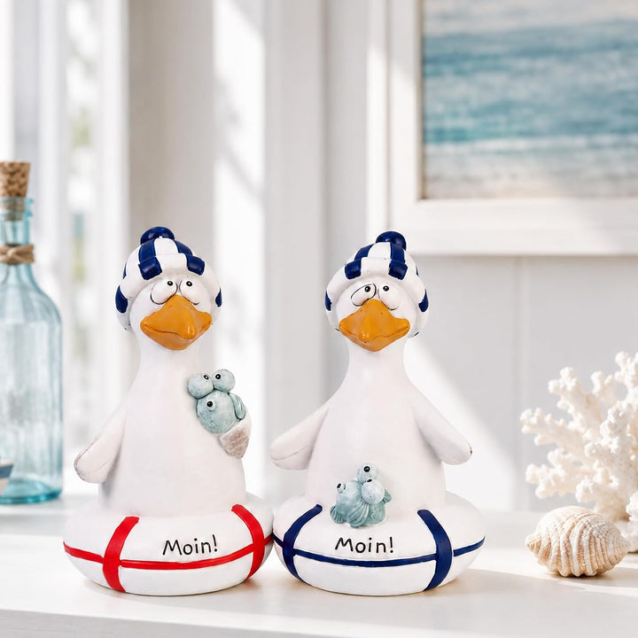 Pommerntraum® | 2er Set Dekomöwen Möwenfiguren Maritime Deko Möwen Vögel | Ostseedeko Nordseedeko Kü