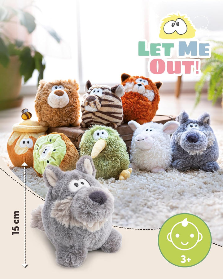 NICI Kuscheltier Wolf mit Wendefunktion 15cm 2 in 1 - grau - Weiches NICI-Plüschtier – Ideal zum Kus