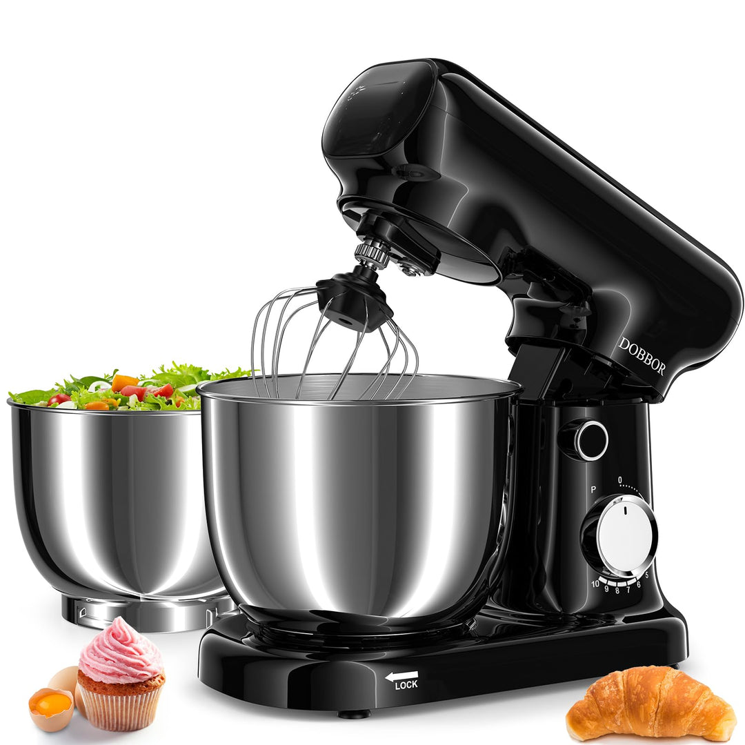 Küchenmaschine Knetmaschine Mit 2.5L+3L Dual-Schalen, 10-Gang-Elektro-Freischneider 1500w - Inklusiv