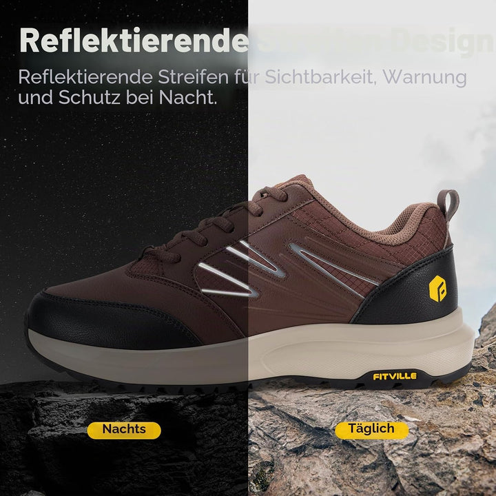 FitVille Extra weit Wanderschuhe Herren Wasserdicht Wanderhalbschuhe rutschfest Trekkingschuhe für a
