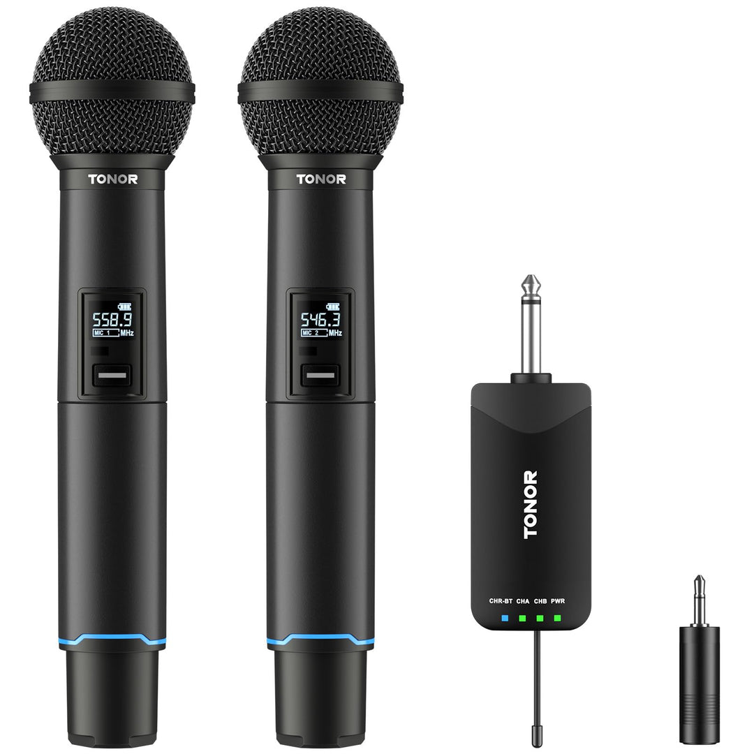TONOR Mikrofon Kabellos, Bluetooth Wiederaufladbares Funkmikrofon, Metall UHF Drahtloses Mikrofon Se