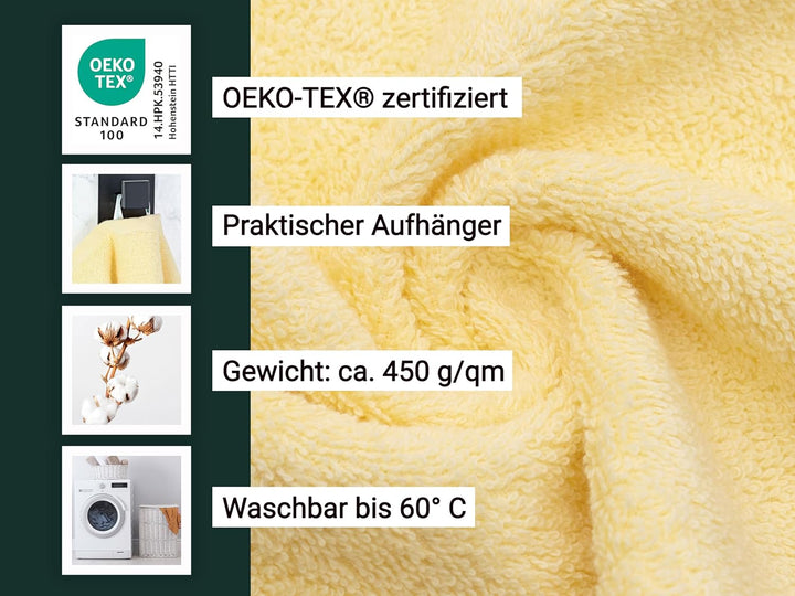 ZOLLNER 6er Set Handtücher in 50x100 cm - Flauschige Badetücher aus Baumwolle - mit moderner Streife