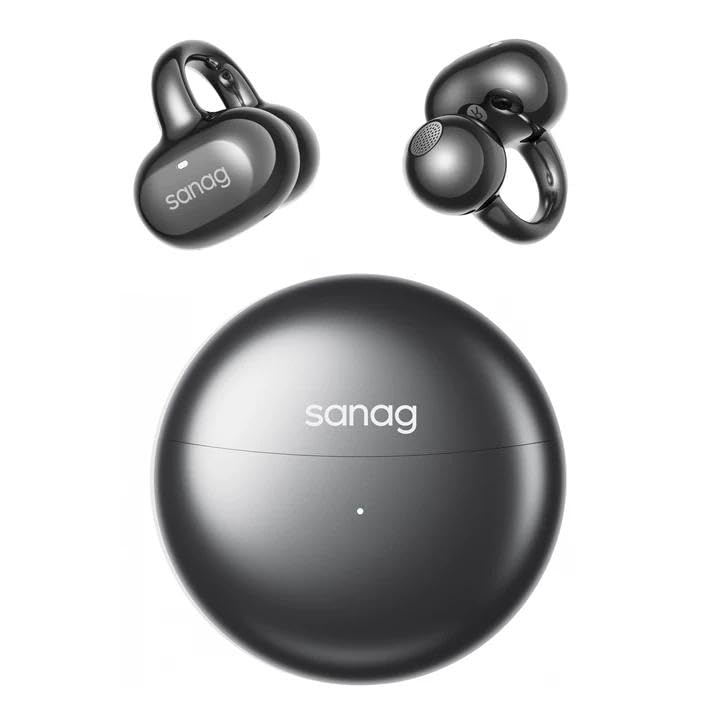 SANAG Open Ear Kopfhörer, Clip On Earbuds Kabellos, Bluetooth 6.0, 42H Spielzeit, IP67 Wasserdicht,