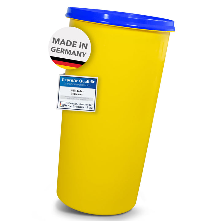 Mülleimer 60l mit geruchsdichtem Deckel (Blau), Gelber Sack Ständer, Made in Germany, Müllsackstände