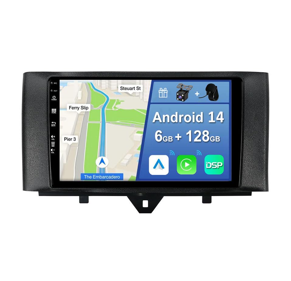 [6GB+128GB] Android 14 Autoradio für Benz Smart Fortwo (2011-2015)-[Integriertes CarPlay/Android Aut