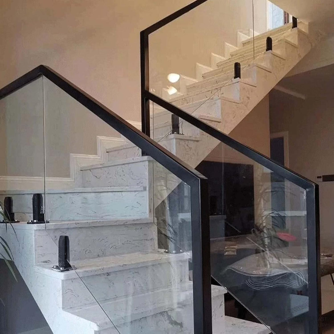 Stehende Glasklemme Schwarz, Grosse Glasklemme aus 304 Edelstahl, Glashalter für Treppen,Halterung f