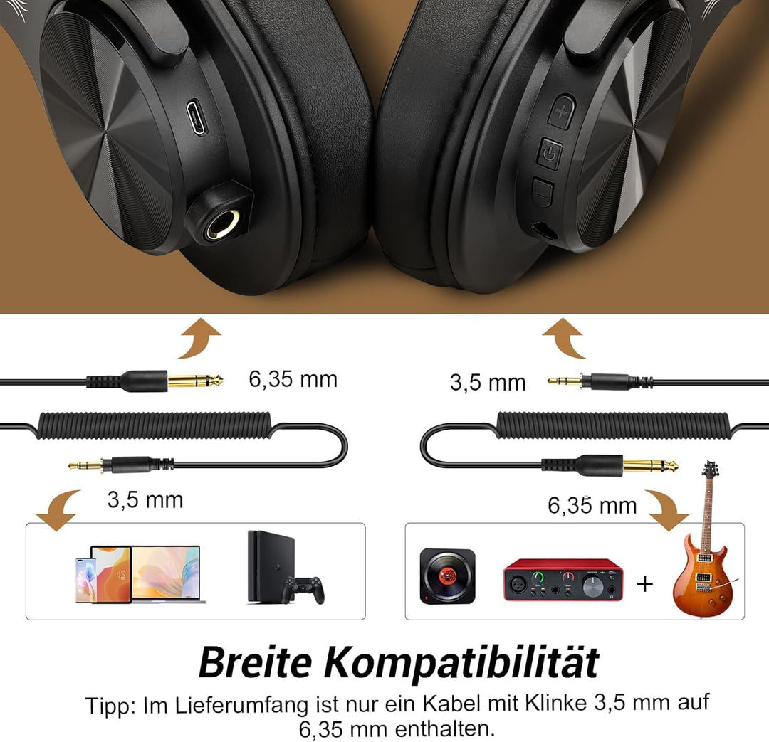 OneOdio Bluetooth Kopfhörer Over Ear, 72 Stdn HiFi Stereo Kopfhörer Kabellos, Wireless Headphones mi