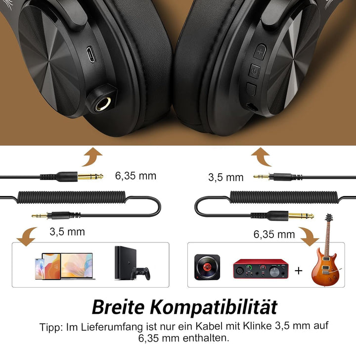 OneOdio Bluetooth Kopfhörer Over Ear, 72 Stdn HiFi Stereo Kopfhörer Kabellos, Wireless Headphones mi