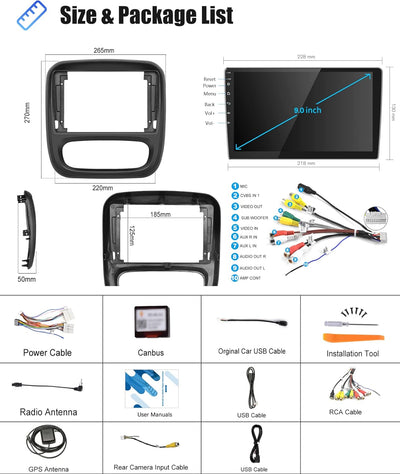 Podofo Carplay Autoradio für Opel Vivaro B/Renault Trafic/FIAT Talento/Nissan NV300, Android 2G+64G