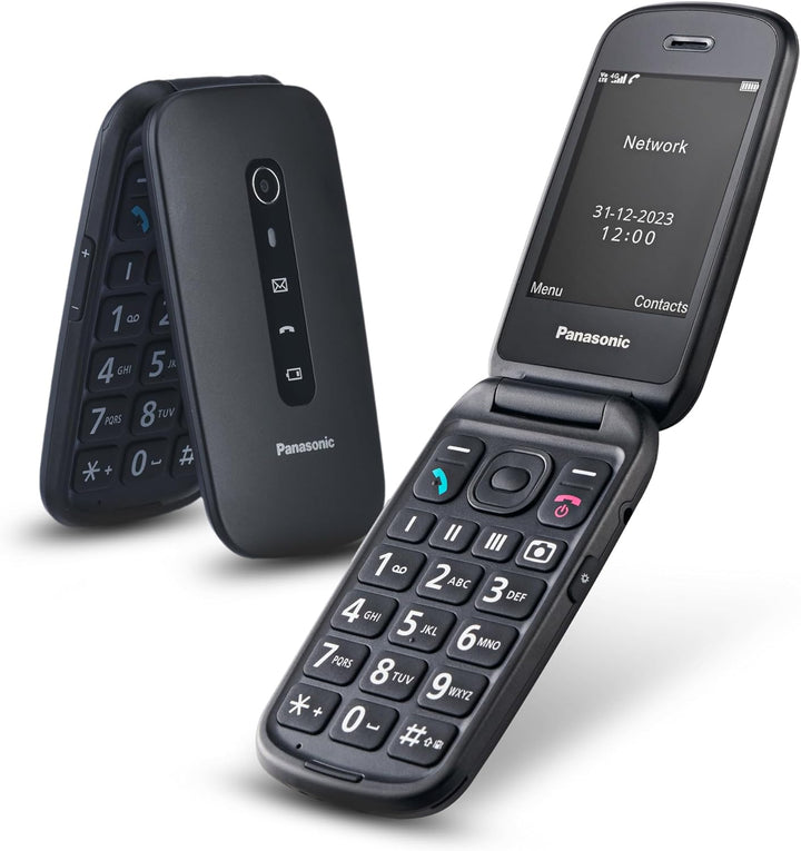 Panasonic KX-TU550EXB 4G Essentials Clamshell Handy für Senioren, 1,2 MP Kamera, Seniorentelefon mit