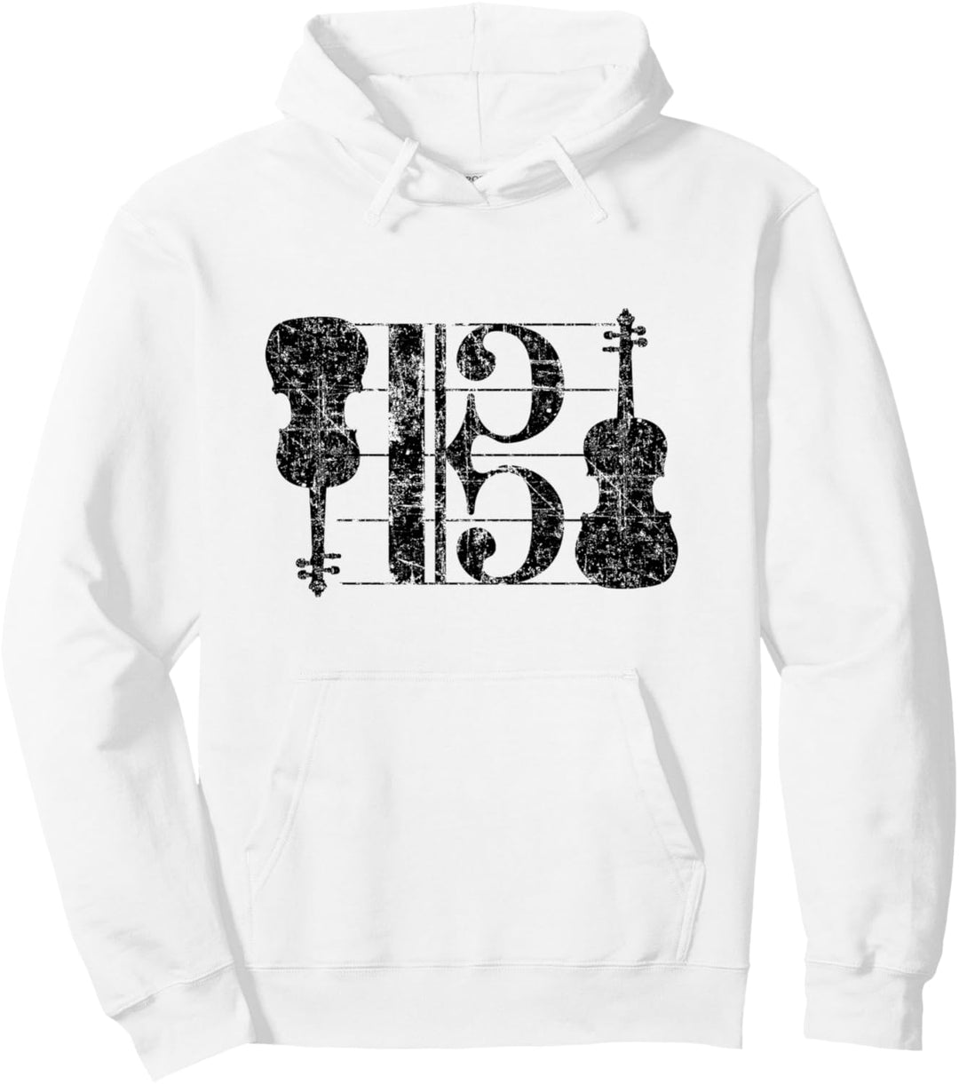 Altschlüssel & Bratschen (Vintage Schwarz) Viola Pullover Hoodie