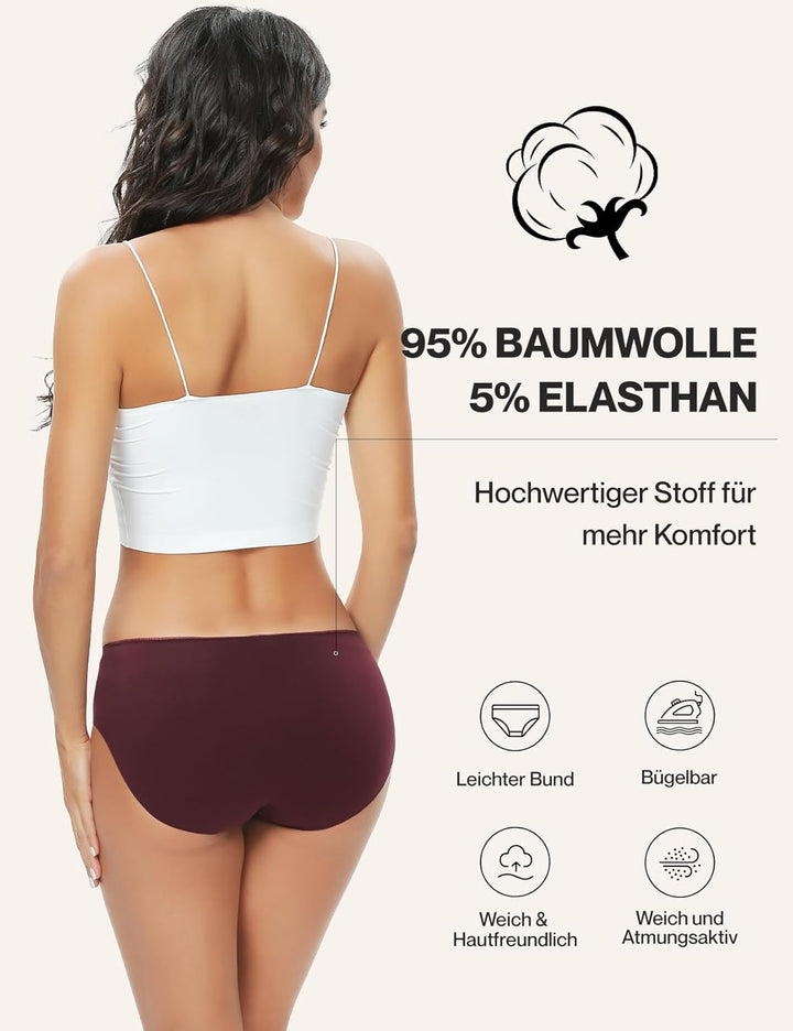ALTHEANRAY Womens Underwear Cotton Underwear for Women Seamless Hipster Bikini Briefs Panties 6 Pack