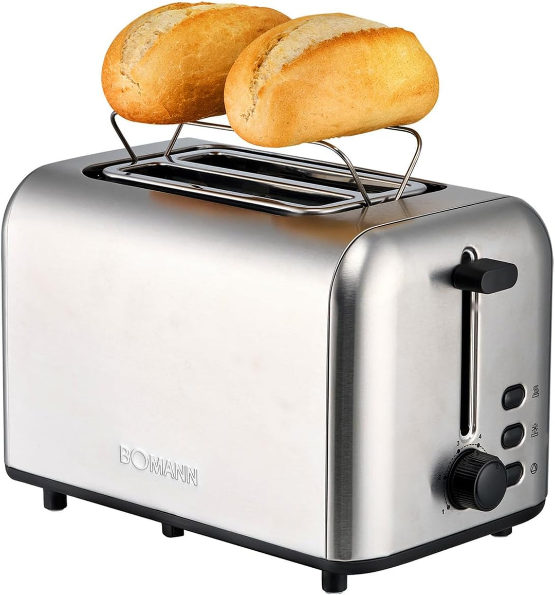 Bomann® Toaster 2 Scheiben | integrierter Brötchenaufsatz | extra breite Toastschlitze | Auftau-/Auf