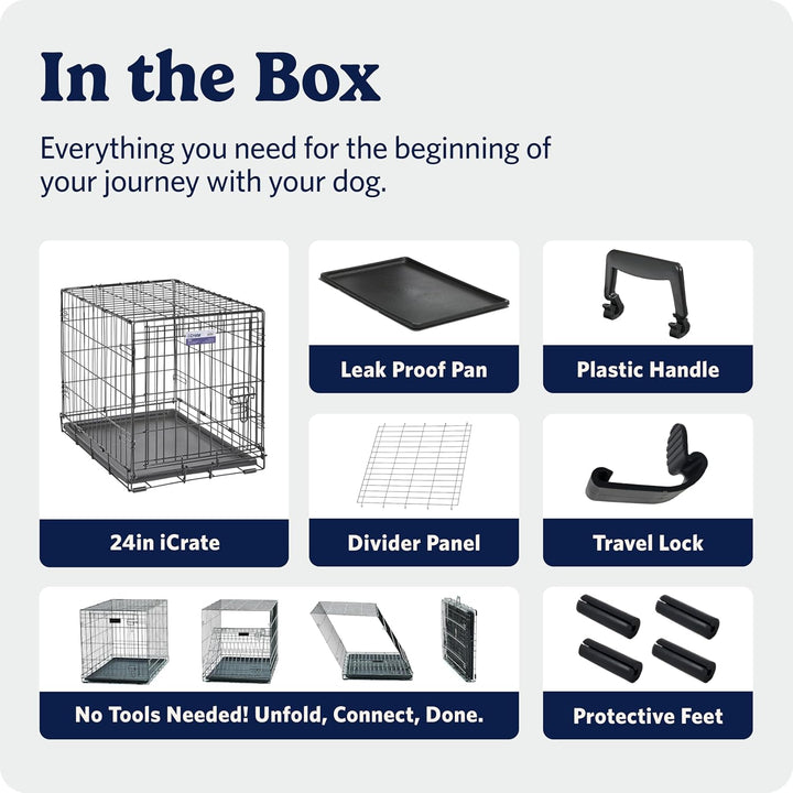 MidWest Homes for Pets iCrate Modell 1524 Hundebox, ca. 61 cm lang, mit Einzeltür, auslaufsicherer B