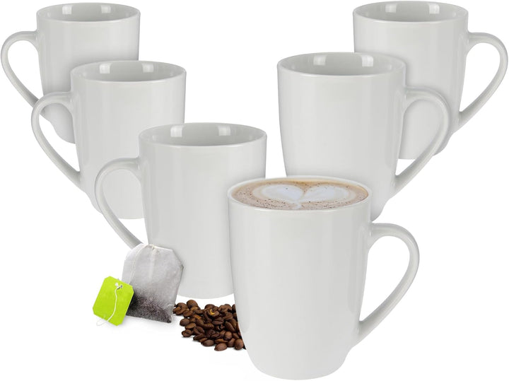 Kaffeetasse 350 ml aus Porzellan - 6er Set/weiss - Kaffeebecher Tasse Becher