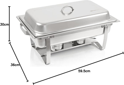 Mahlzeit Chafing Dish Profi Set Montpellier, 3X Edelstahl Warmhaltebehälter, 21-TLG Speisewärmer, Wä