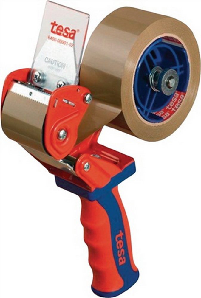 tesa 6400 Packband Handabroller COMFORT - Hochwertiger, robuster Abroller für Paketbänder - Profi-Qu