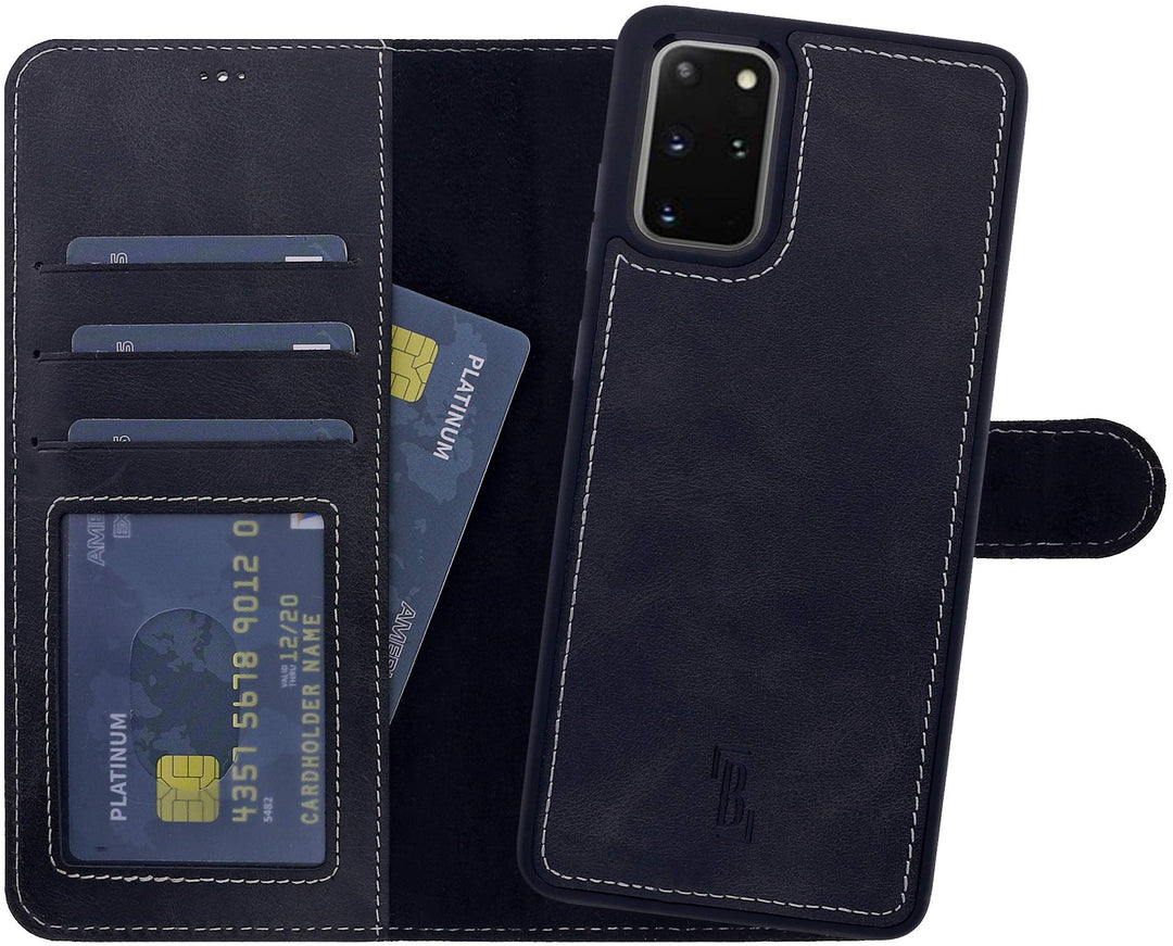 Burkley 2-in-1 Leder Handytasche für Samsung Galaxy S20 - Abnehmbares Back Cover, 360° Schutz, RFID