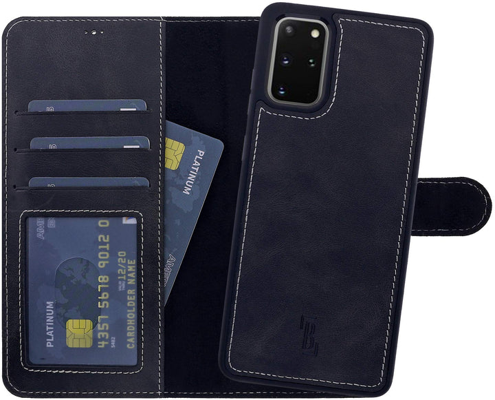 Burkley 2-in-1 Leder Handytasche für Samsung Galaxy S20 - Abnehmbares Back Cover, 360° Schutz, RFID