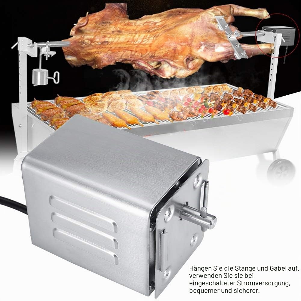 Edelstahl Grillmotor für Grillspiess Drehspiess BBQ Rotisserie Motor Spanferkelgrill Motor Grill Zub