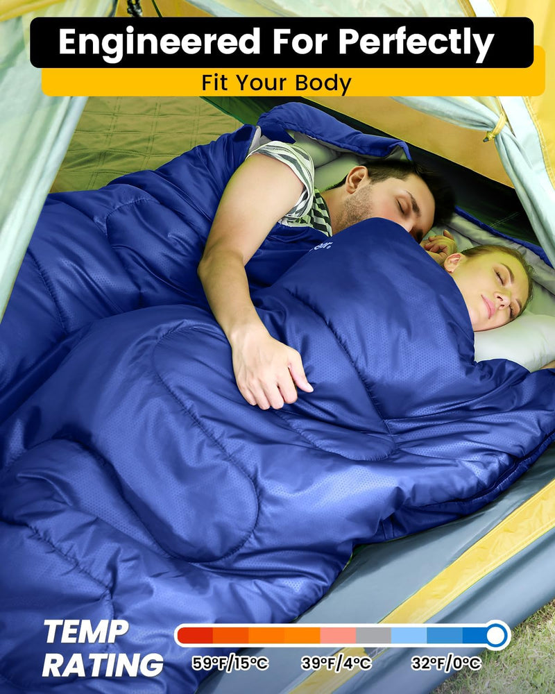 Schlafsack Outdoor: Sportneer Schlafsäcke 2 Personen Doppelschlafsack 220x150cm, 3.5kg mit 2 Kissen,