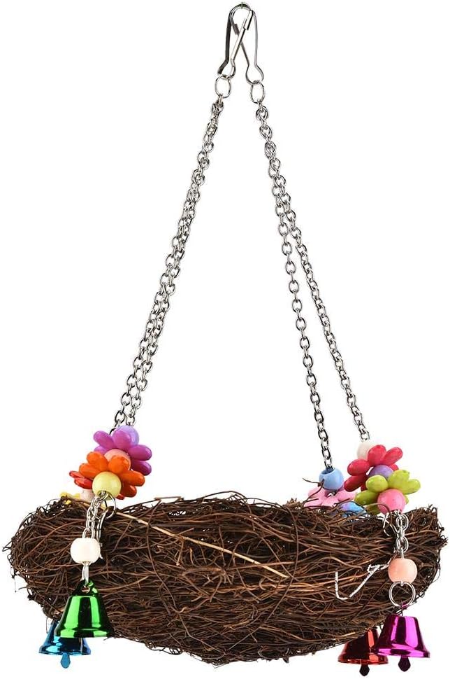 Papageien-Hängematten-Schwingenspielzeug, Haustier-Vogel-Rattan-Webart-hängendes Schwingennest mit 4
